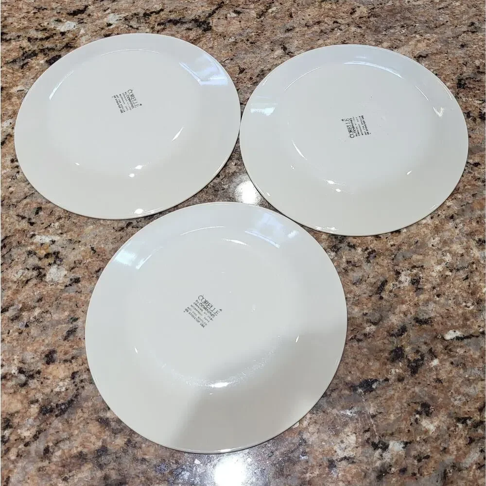 3 Corelle Country Violets Bread & Butter Plates Beige Plates Blue Flowers 6.75